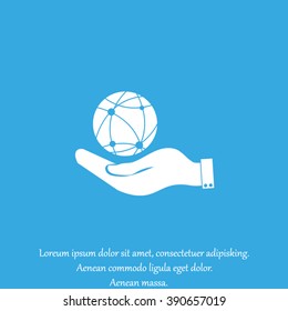 hand holding a globe. Icon globe planet