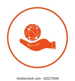 hand holding a globe. Icon globe planet