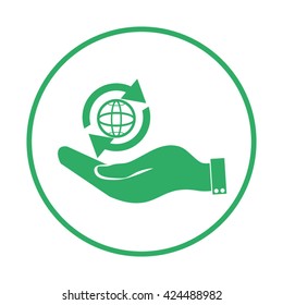 hand holding a globe. Icon globe planet