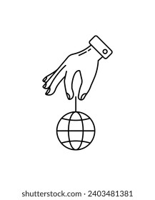 icono del globo de retención manual, icono de la mejor línea del vector.