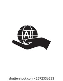 hand holding globe icon, vector best flat icon.