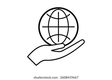 hand holding a globe isolated on a white background