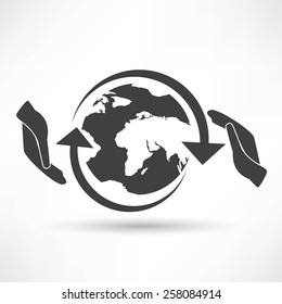 hand holding globe, social network