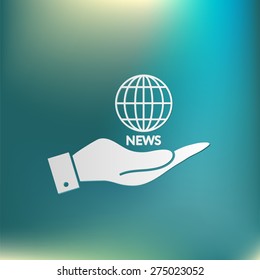 hand holding a globe symbol. news. Symbol news. Icon globe planet