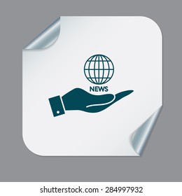 hand holding a globe symbol. news. Symbol news. Icon globe planet