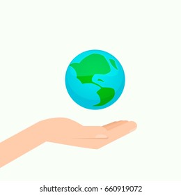 sujetando el globo. Ilustración del vector aislada en fondo blanco