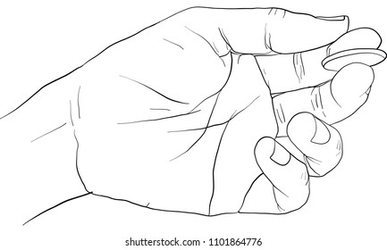hand holding gold coin vector