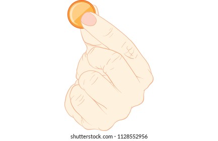 hand holding gold coins vector