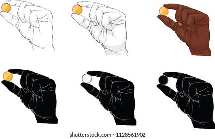 hand holding gold coins vector