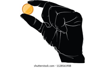 hand holding gold coins vector