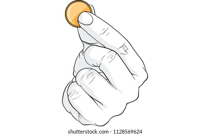 
hand holding gold coins vector