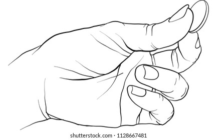 hand holding gold coins vector