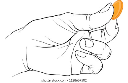 hand holding gold coins vector