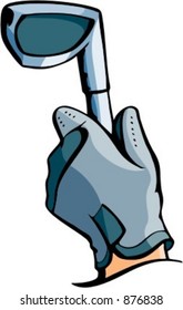 Hand holding a golf stick. Pantone Colors. Very clean vectors.