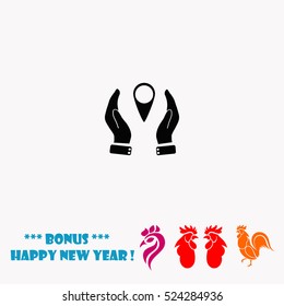 Hand holding gps vector icon