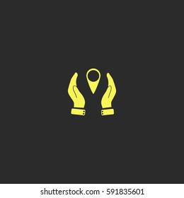 Hand holding gps vector  icon.