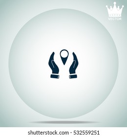 Hand holding gps  vector illustration.