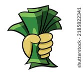 Hand Holding or Grab Money Graphic Vector Illustration
