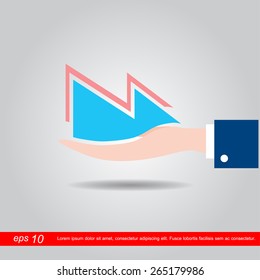 hand holding graph finance flat icon vector illustration eps10 