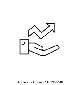 Hand holding graph icon isolated on white background. Increasing symbol modern, simple, vector, icon for website design, mobile app, ui. Vector Illustration