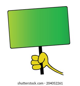 hand holding green board art vector illustration