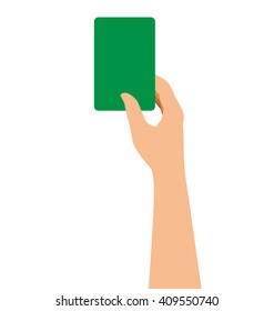 Hand Holding A Green Card Isolated On White Background