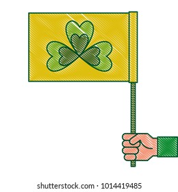 hand holding green flag with clover symbol