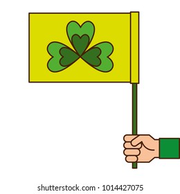 hand holding green flag with clover symbol