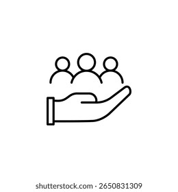 Hand Holding Group Of People Icon Representing Support And Care