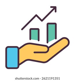 Hand holding growing chart icon	
