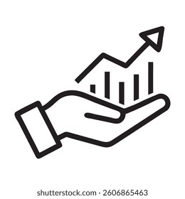 Hand Holding Growing Graph, Symbolizing Financial Growth, vector illustration