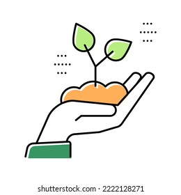 hand holding growing plant color icon vector. hand holding growing plant sign. isolated symbol illustration