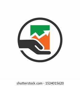 Hand holding with growth chart