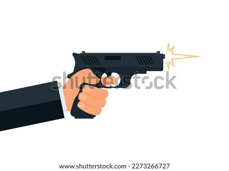 Hand holding gun shoting. Vector illustration EPS 10