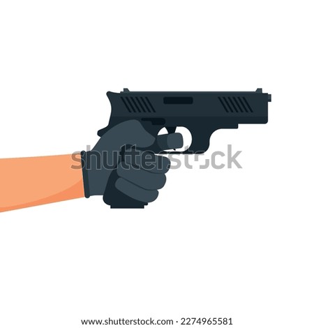 Hand holding gun shoting. Vector illustration EPS 10