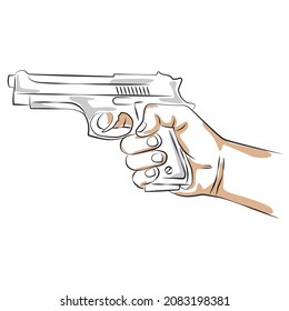 Hand Holding Gun Sketch Vector Illustration Stock Vector (Royalty Free ...