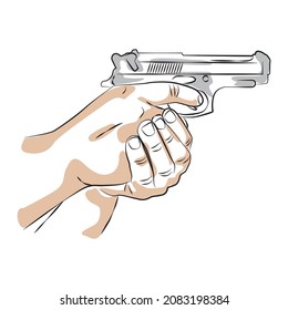 Esbozo de pistola de mano de mano - ilustración vectorial