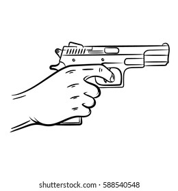 Hand Holding Gun. Vector EPS10