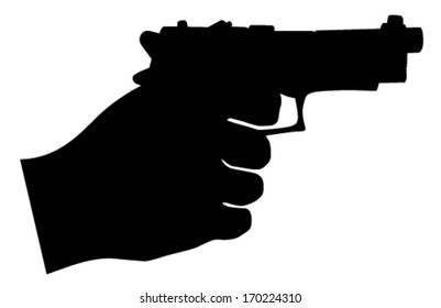 Hand Holding Gun Vector Illustration