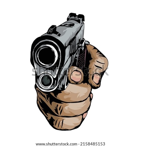 hand holding a gun Vector  white background