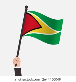 Hand Holding Guyana Waving Flag