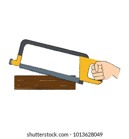 Hand holding hacksaw