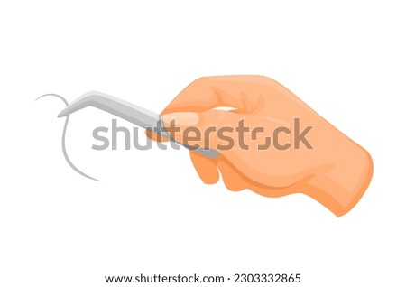 Hand holding Hair in tweezer Symbol for Hair Loss or Grey Hair Problem Cartoon Vector Stock foto © 