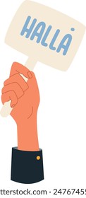 Hand Holding Halla Banner Vector Illustration