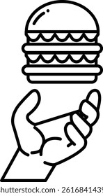 A hand is holding a hamburger