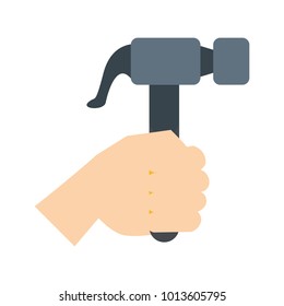 Hand holding hammer