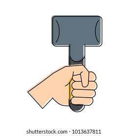 Hand holding hammer