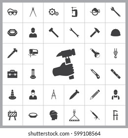 Hand holding hammer. Construction icons universal set for web and mobile