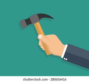 Hand holding hammer - flat style