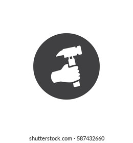 Hand holding hammer icon